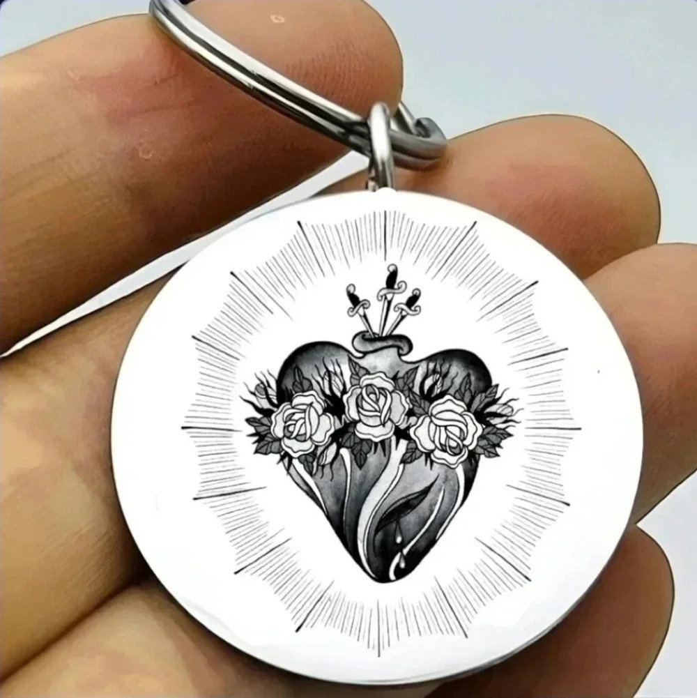 God Jesus Lord sacred heart hot art faith Keychain